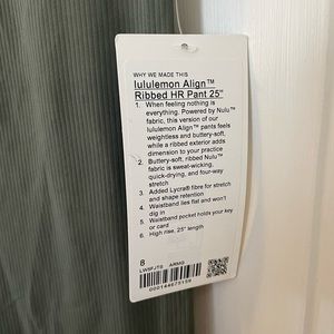 Lululemon Align Ribbed HR Pant 25” Size 8